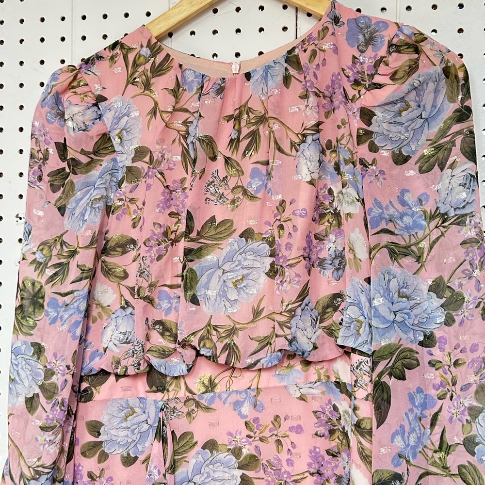 Eliza J Pink Floral Long Sleeve Maxi Dress - Picture 3 of 9